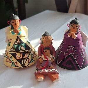 Pueblo Signed Handmade Native American Storyteller Ornaments Set New Mexico